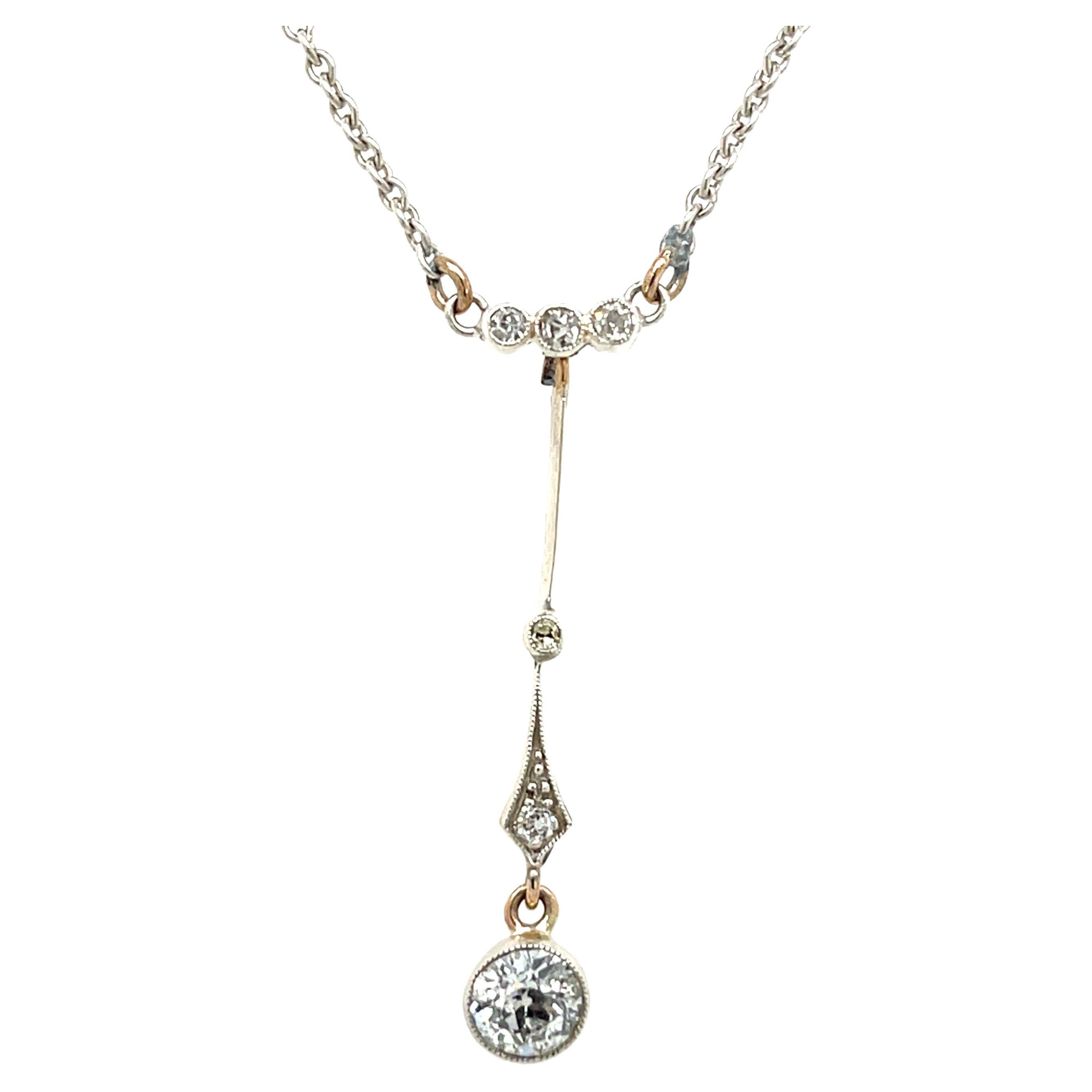 Ciondolo con diamante vintage incastonato in argento e oro giallo 9ct in vendita