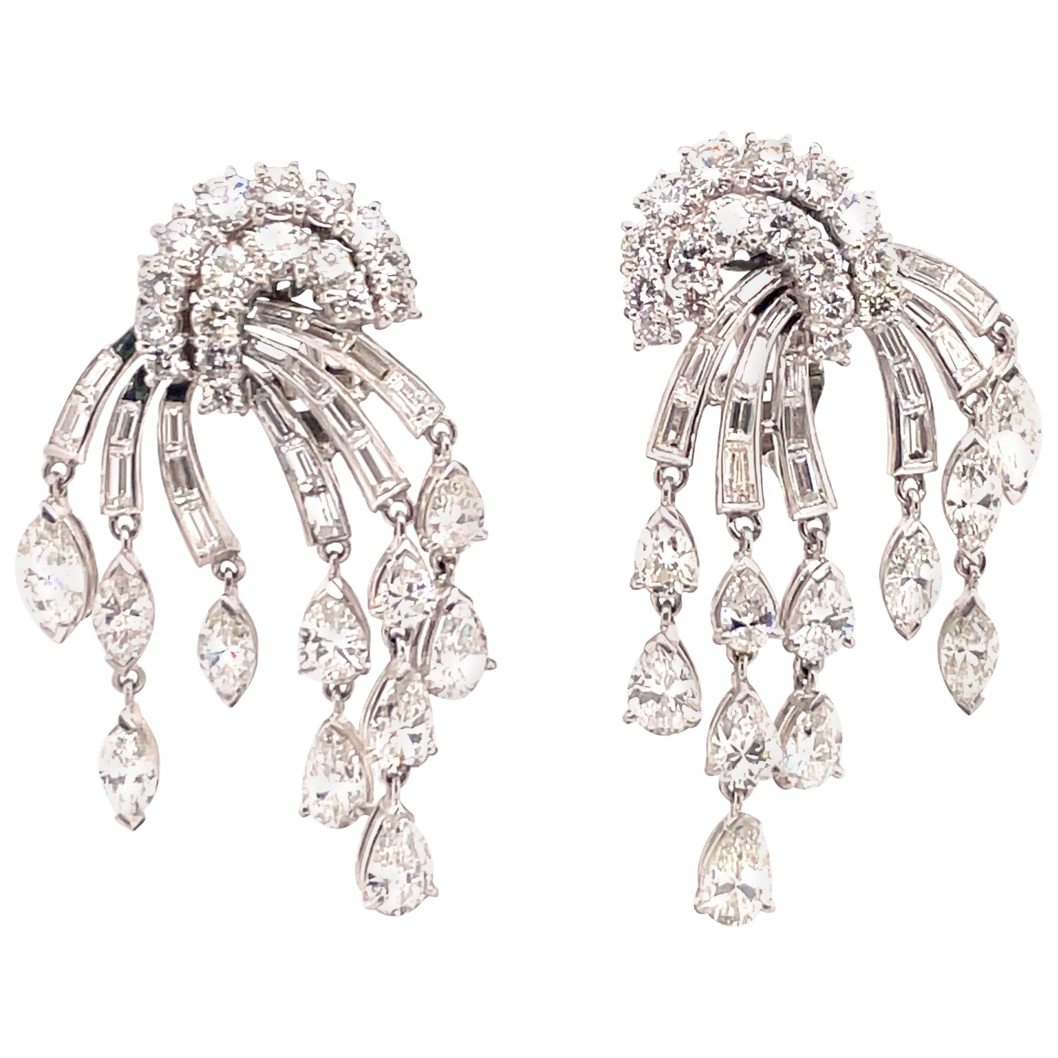 HARBOR D. Vintage Diamond Drop Tassel Earrings 12.50 Carat Platinum