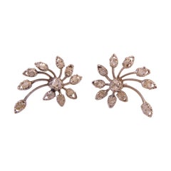 Vintage Diamond Earrings in Floral Spray Design