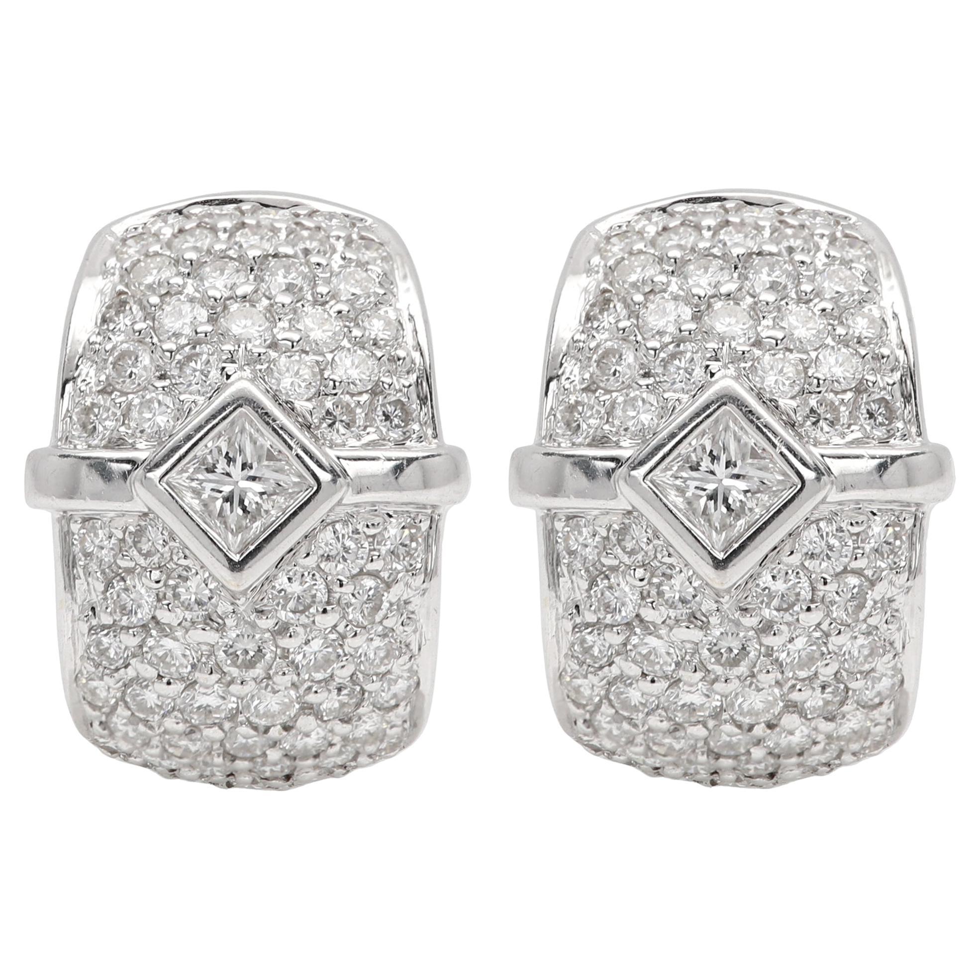 Orecchini di diamanti vintage Diamanti naturali Oro bianco 18 carati