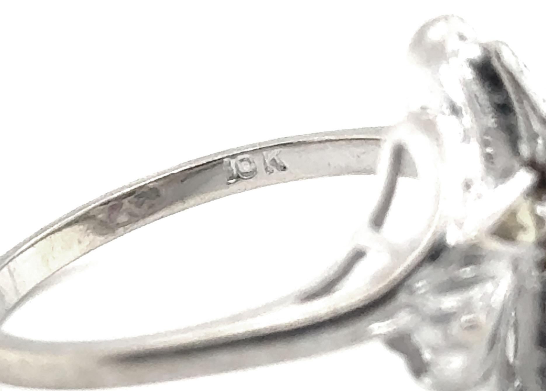 Vintage Diamond Eastern Star Ring Cocktail Original 1930er Jahre Weißgold (Art déco)