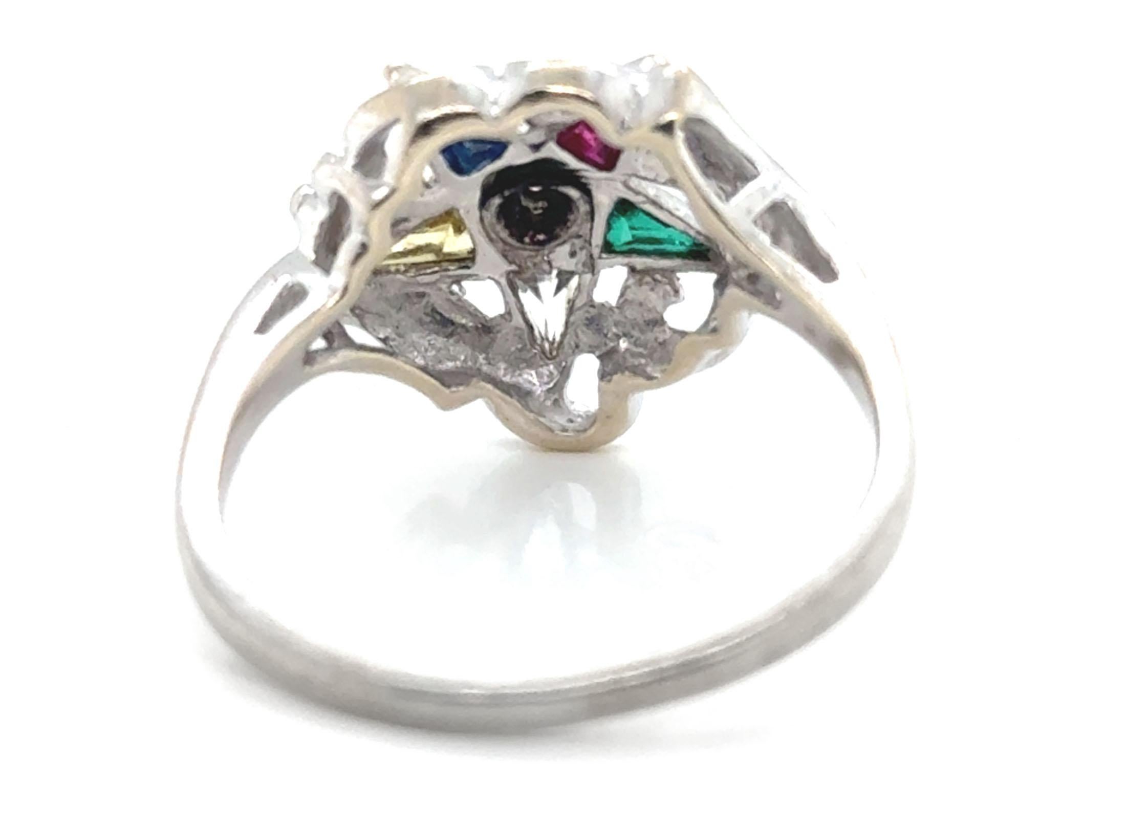Vintage Diamond Eastern Star Ring Cocktail Original 1930er Jahre Weißgold Damen