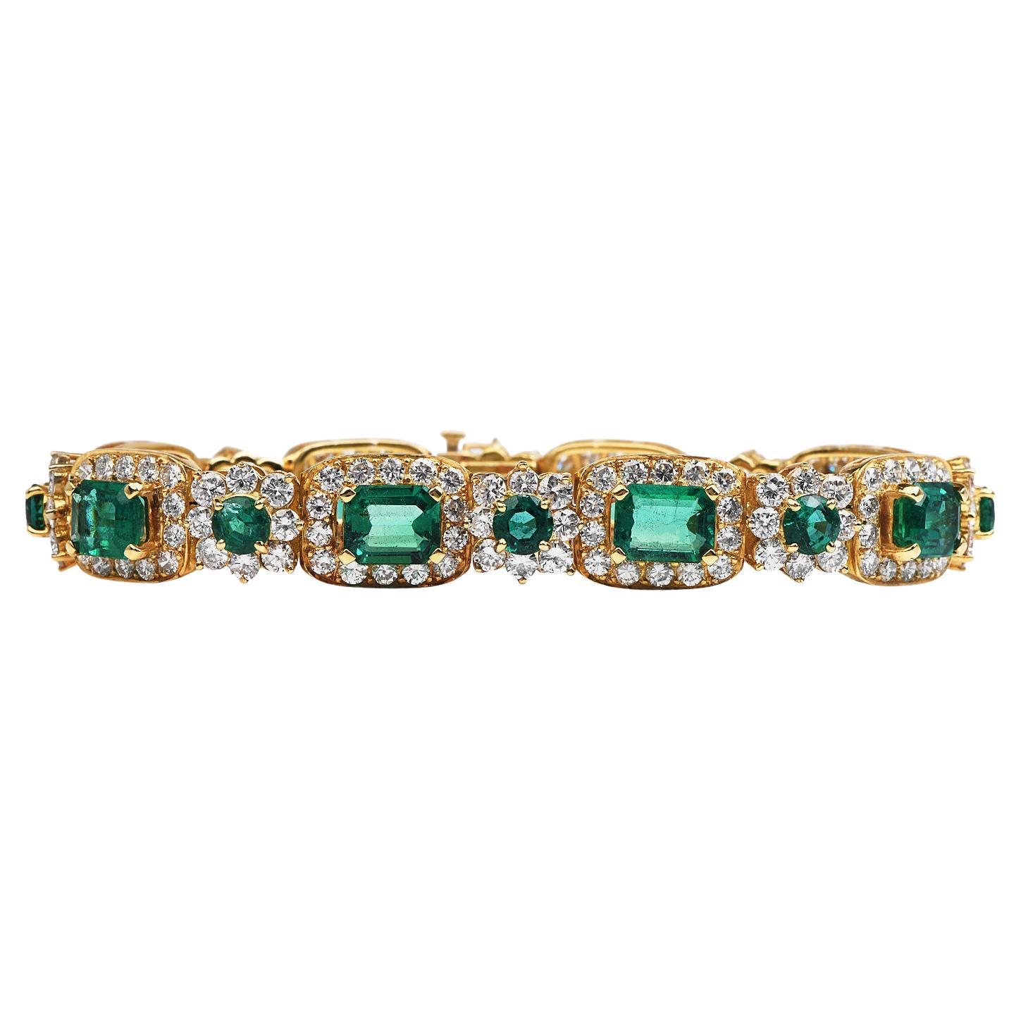 Persian Turquoise Encrusted Gold Flower Link Bracelet at 1stDibs