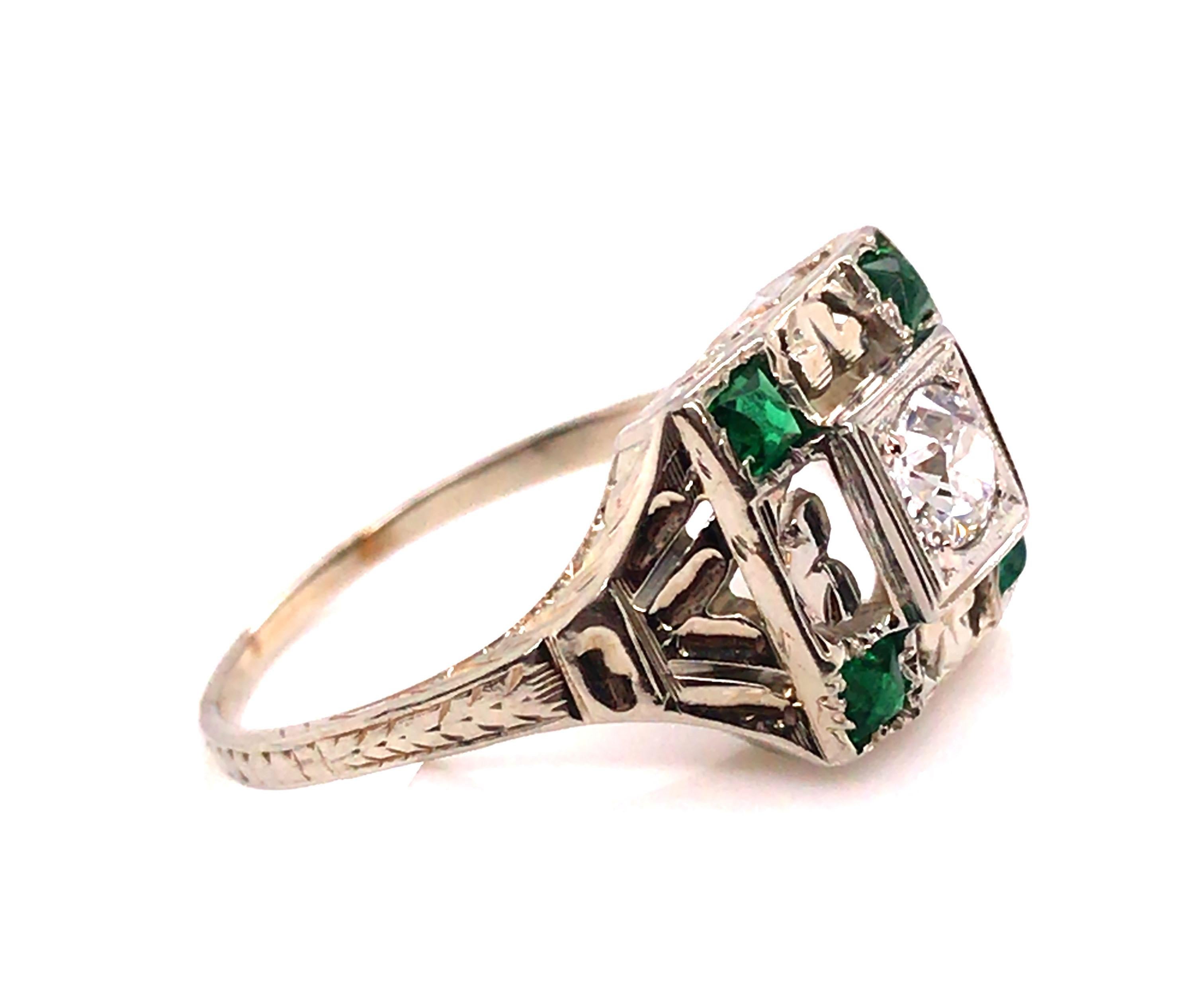Old European Cut Art Deco Diamond Engagement Ring Old European .25ct 18K Belais Original 1920s For Sale