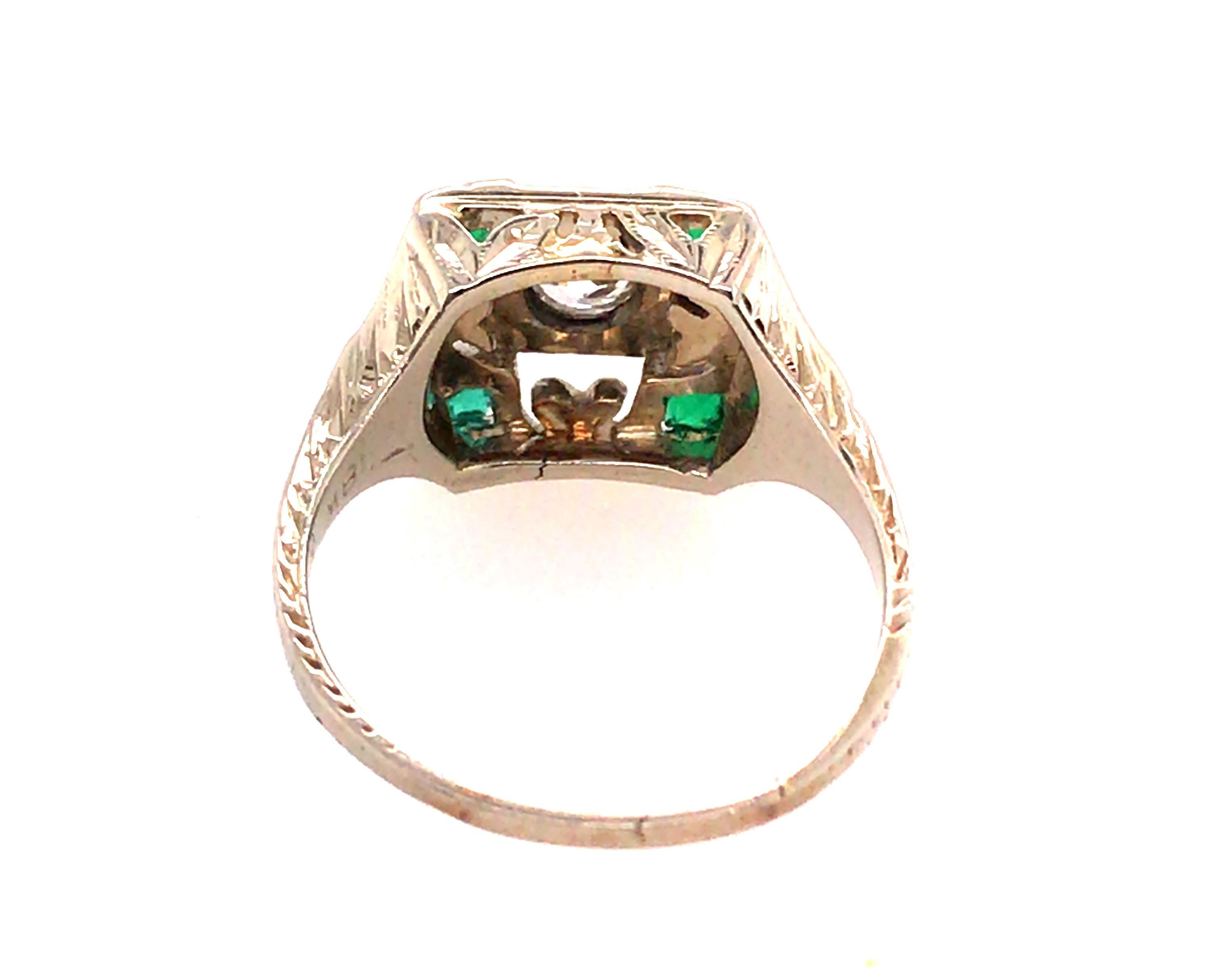 Women's Art Deco Diamond Engagement Ring Old European .25ct 18K Belais Original 1920s