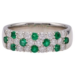 Vintage Diamond Emerald Platinum Ring