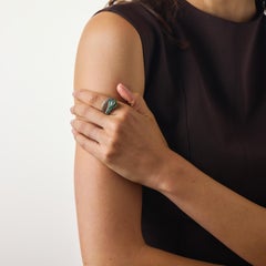 Vintage diamond emerald platinum snake ring