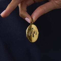 Vintage diamond emerald ruby sapphire 18k yellow gold locket pendant