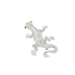 Vintage Diamond & Emerald Salamander Brooch – Platinum 900 – 2.26