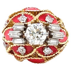 Vintage Diamond Enamel Ring
