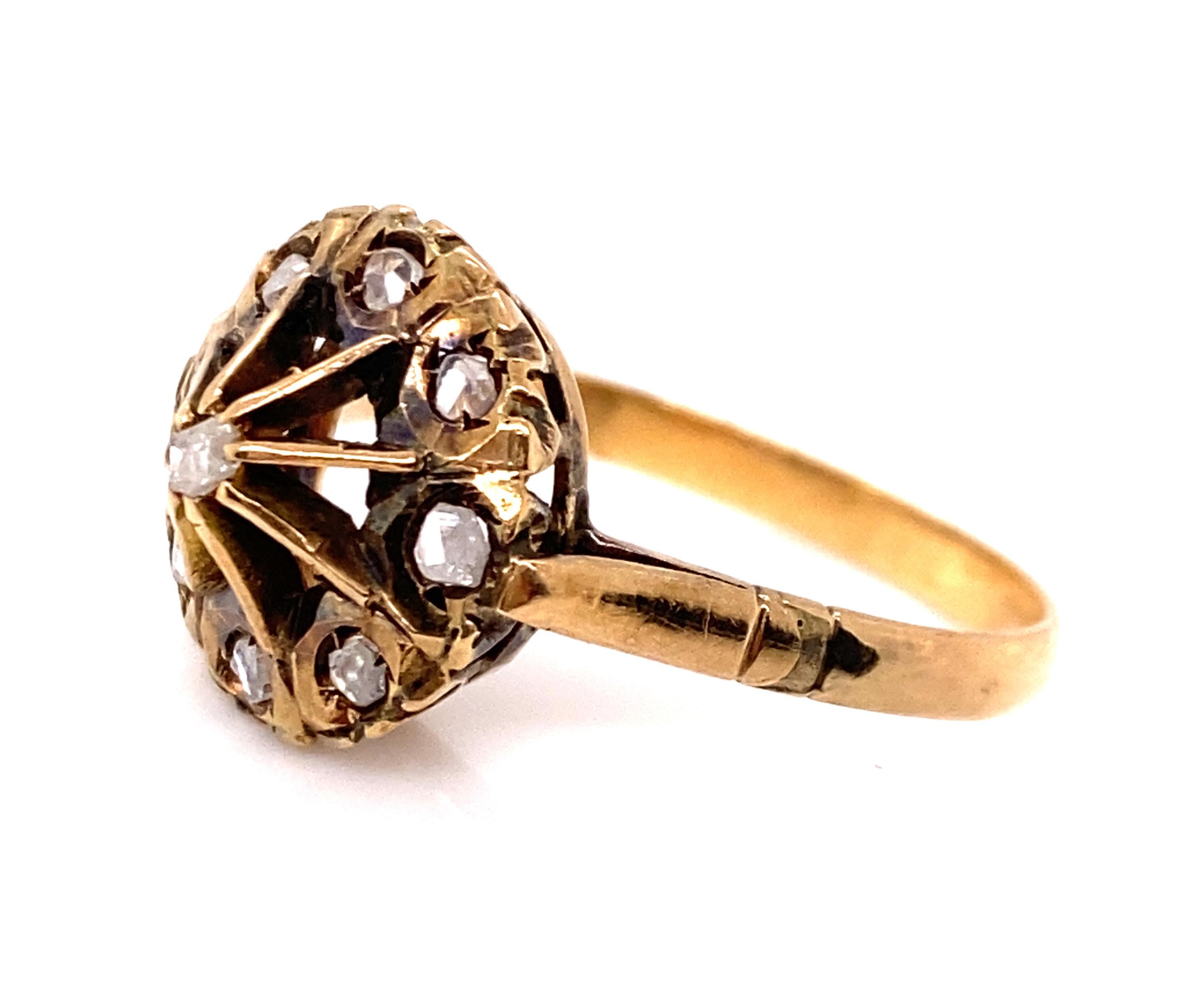 Georgian Diamond Ring .40ct Rose Cut Original 1800's Antique 14K Gold Sz 7.75 In Good Condition For Sale In Dearborn, MI