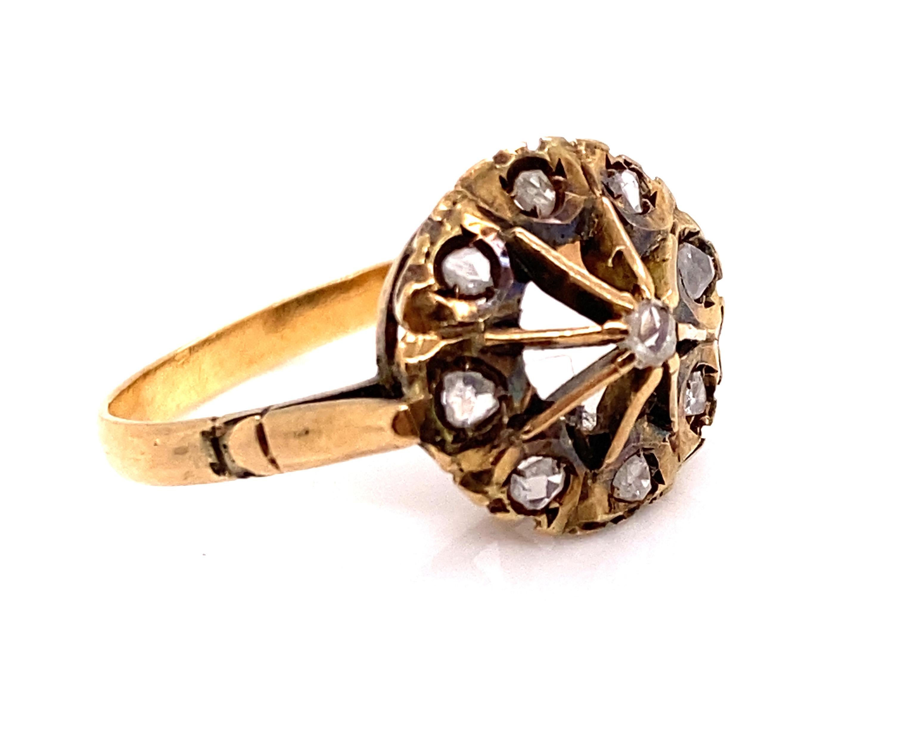 Women's Georgian Diamond Ring .40ct Rose Cut Original 1800's Antique 14K Gold Sz 7.75 For Sale