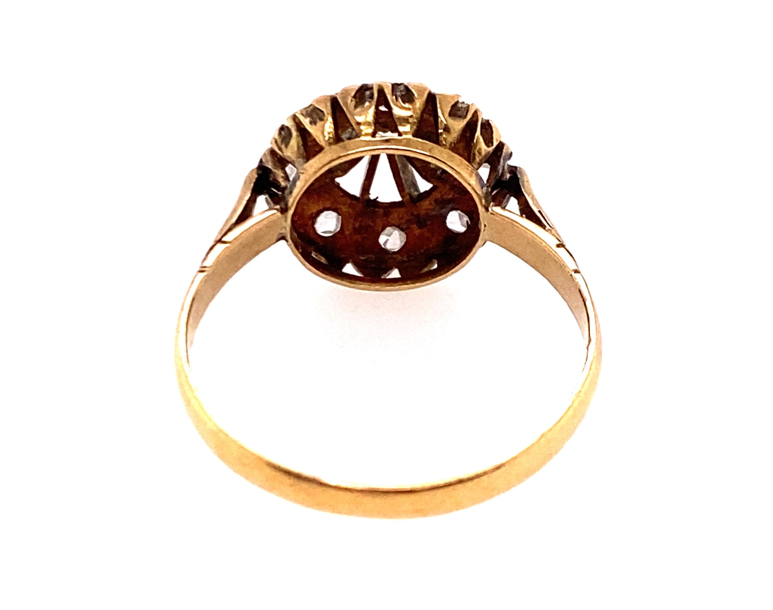Georgian Diamond Ring .40ct Rose Cut Original 1800's Antique 14K Gold Sz 7.75 For Sale 1