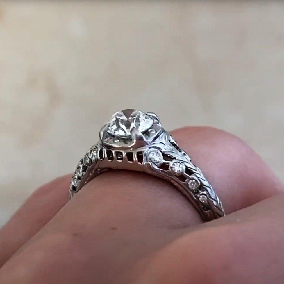 Art Deco Vintage Diamond Engagement Old European Cut (Approx. 0.7-Carats), Platinum For Sale