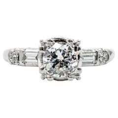 Vintage Diamond Engagement Platinum Ring