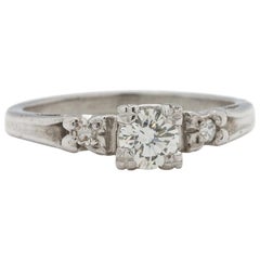 Vintage Diamond Engagement Ring 0.45 Carat I-VS1, circa 1940s