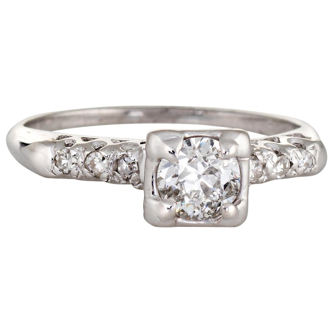 Vintage Diamond Engagement Ring 1/2 Carat Old European Cut Estate Fine