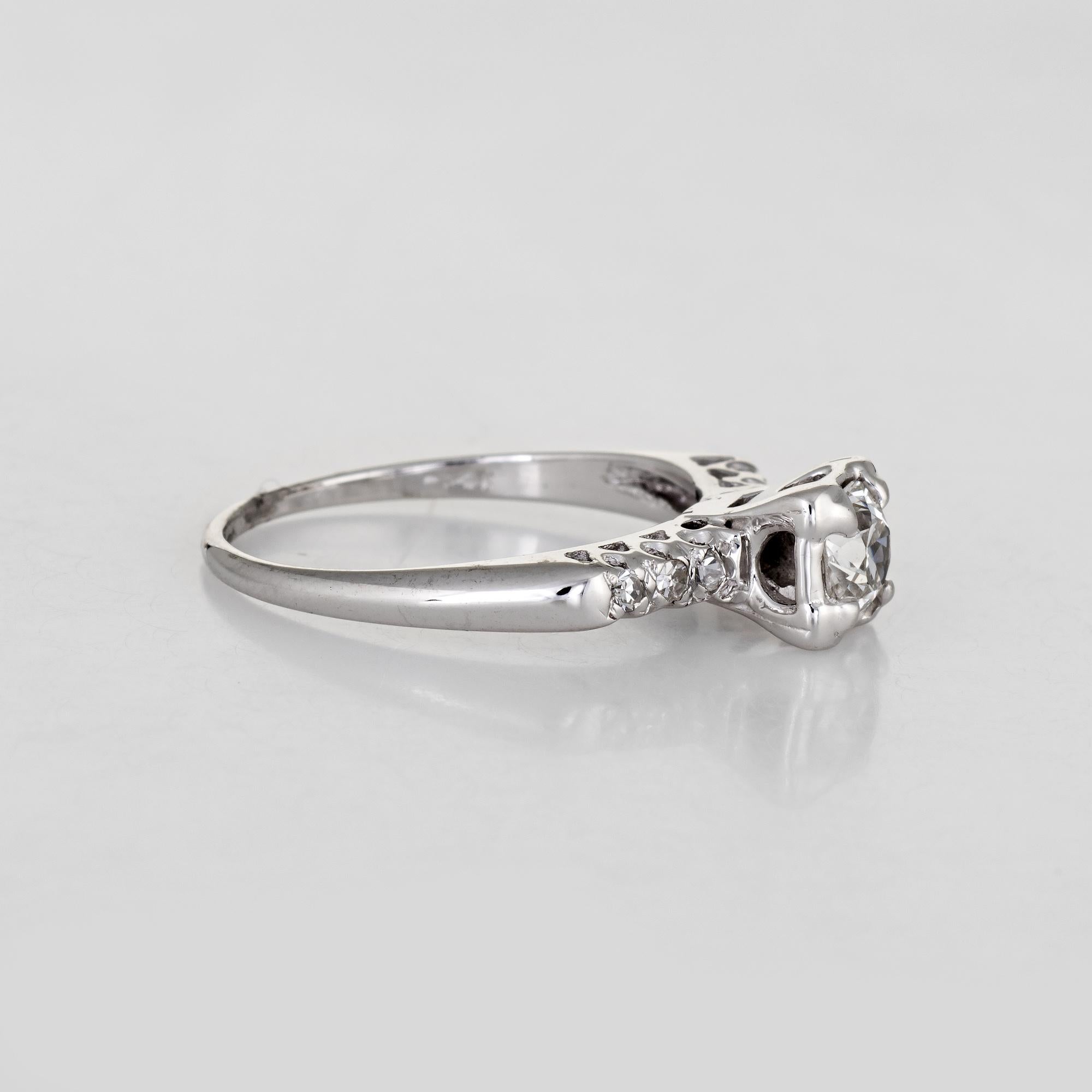 Modern Vintage Diamond Engagement Ring 1/2 Carat Old European Cut Estate Fine For Sale