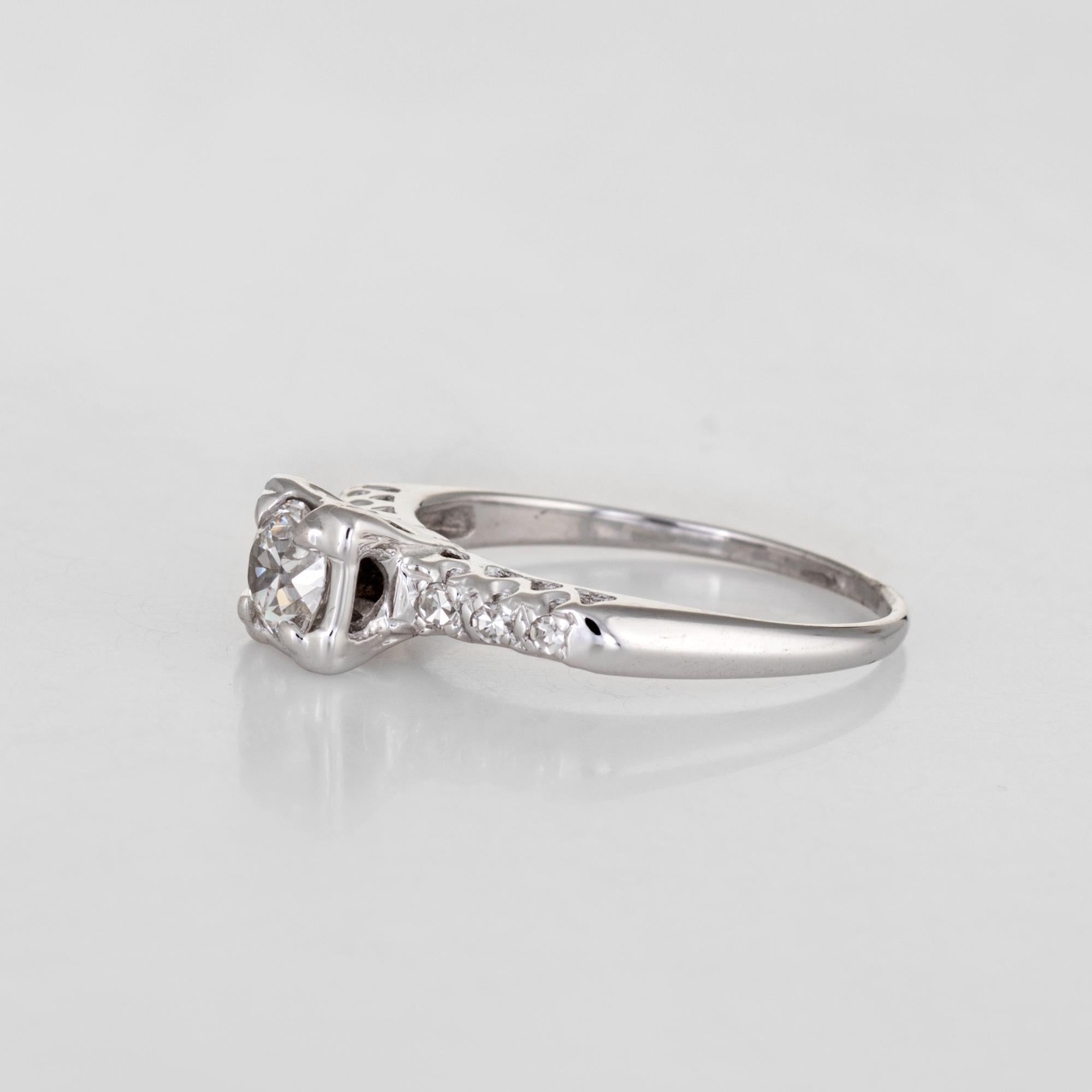 Vintage Diamond Engagement Ring 1/2 Carat Old European Cut Estate Fine In Excellent Condition For Sale In Torrance, CA
