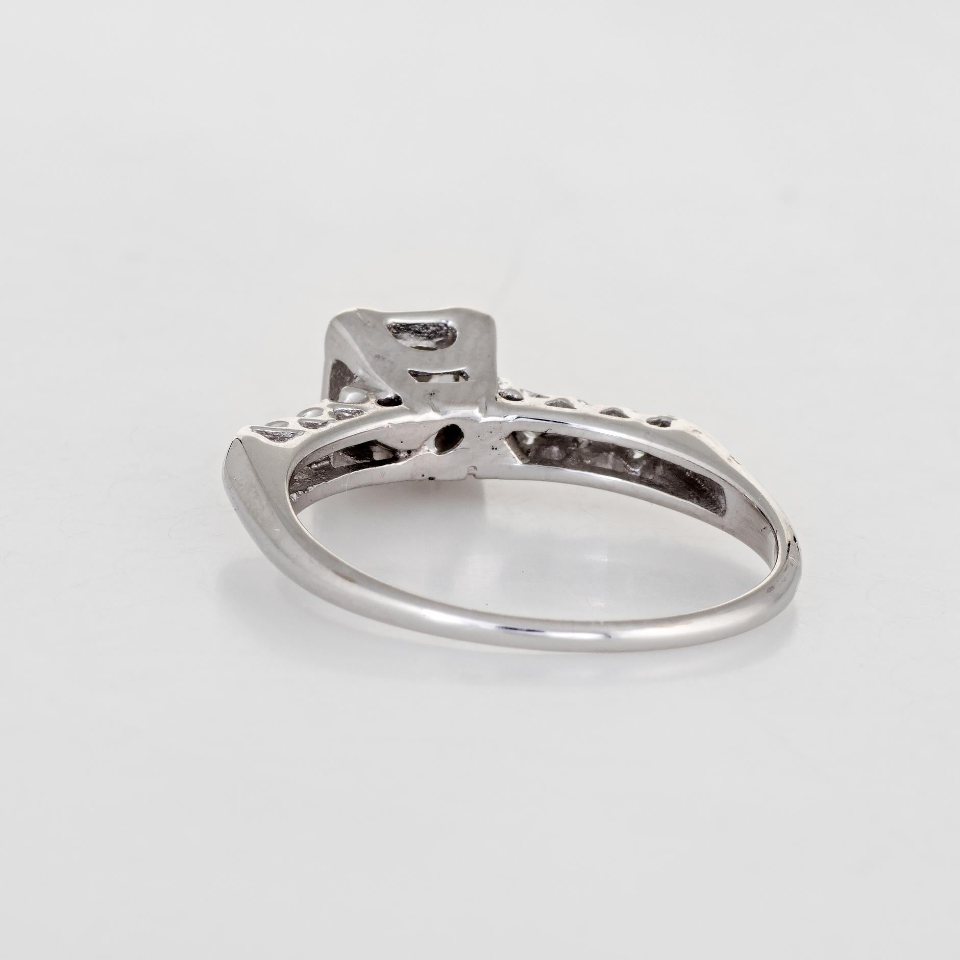 Women's Vintage Diamond Engagement Ring 1/2 Carat Old European Cut Estate Fine For Sale