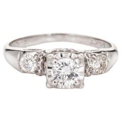 Vintage Diamond Engagement Ring 14k White Gold Estate Fine Bridal Jewelry