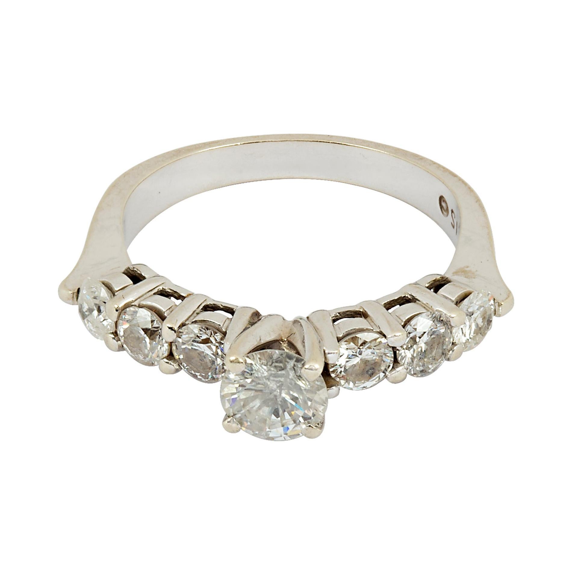 Vintage Diamond Engagement Ring 1.5 Carat 14K White Gold
