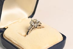 Mid Century 2 Carat Engagement Ring. Old European Cut Diamond Ring Platinum KVS1