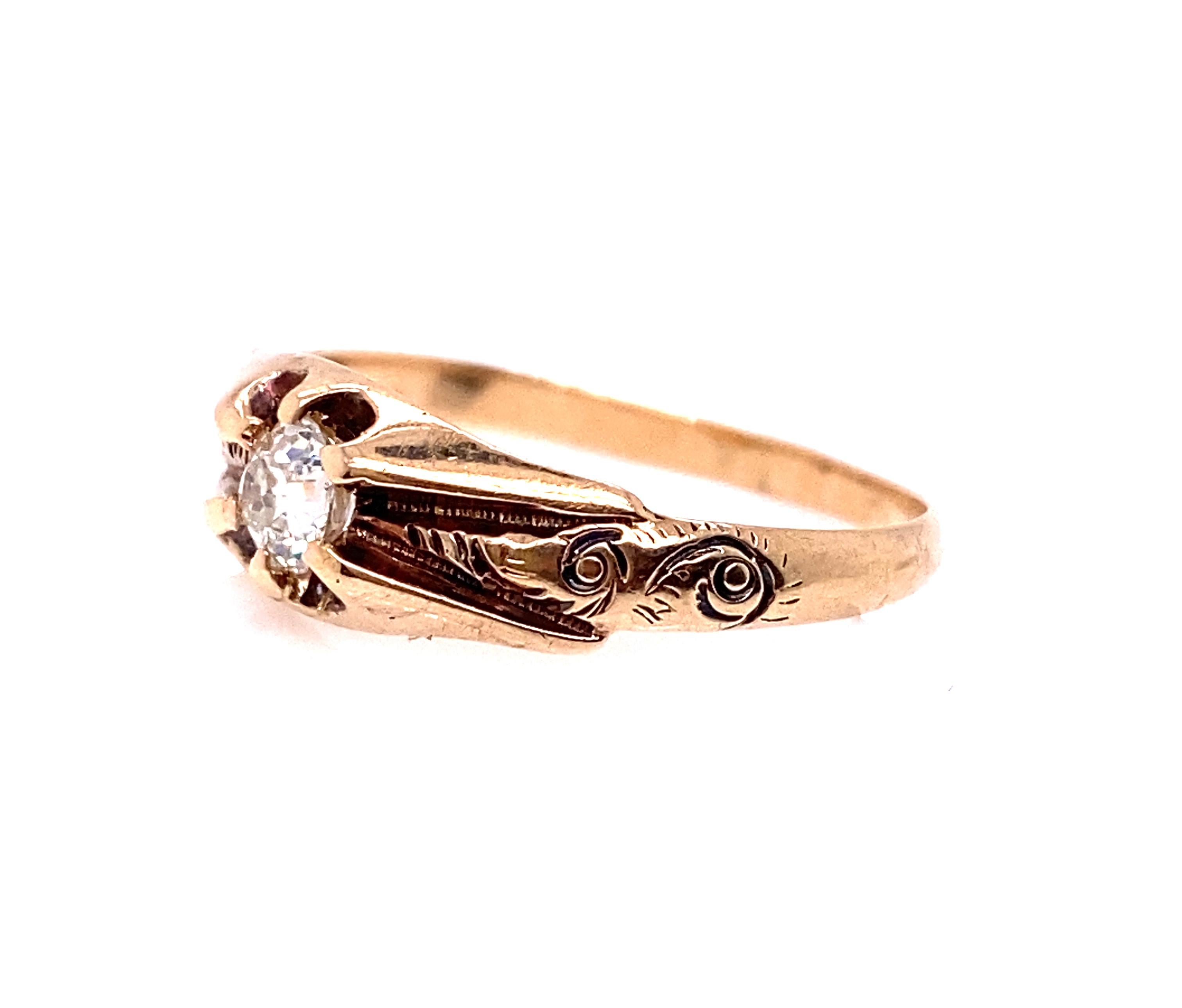 Victorian Diamond Ring .22ct F-G/VS Old Mine Cut Original 1850's-1870's Antique In Good Condition In Dearborn, MI