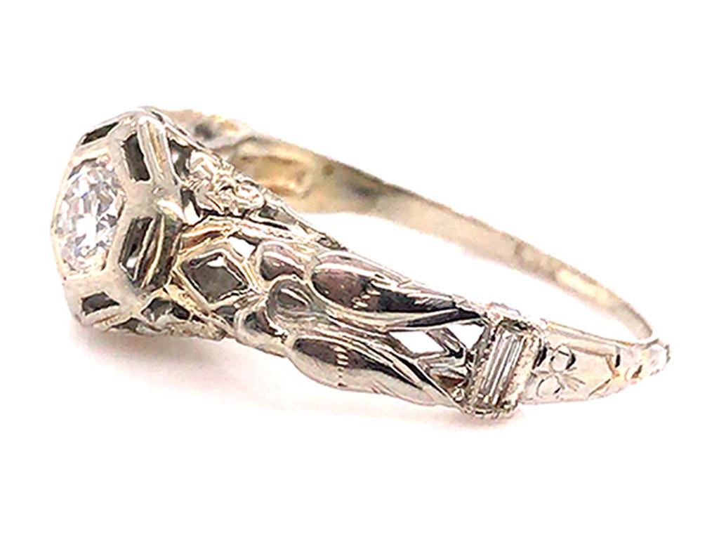 Taille vieille Europe Bague de fiançailles vintage idéale en diamants D-F/SI1 de 18 carats style art déco ancien