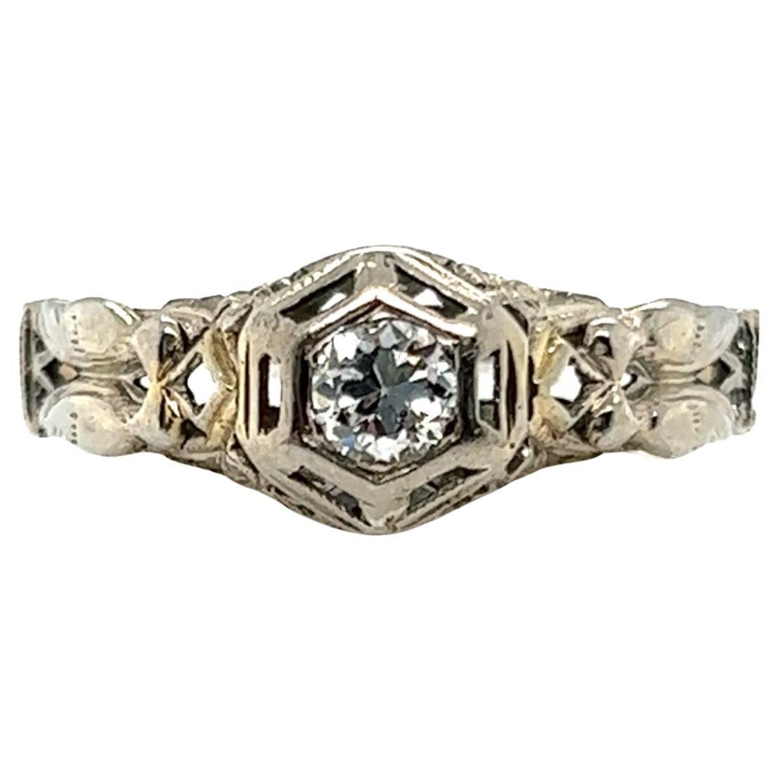 Diamant-Verlobungsring .26ct  D-F/SI1 Ideal Lovebird 18K antikes Deko