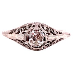 Art Deco Diamond Ring .26ct F/SI1 Old Mine Cushion Original 1910
s Antique 18K