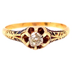 Vintage Diamond Engagement Ring .27ct Old Mine Cushion F/VVS Victorian 14K