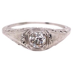 Vintage Diamond Engagement Ring .40ct 18K Art Deco Antique