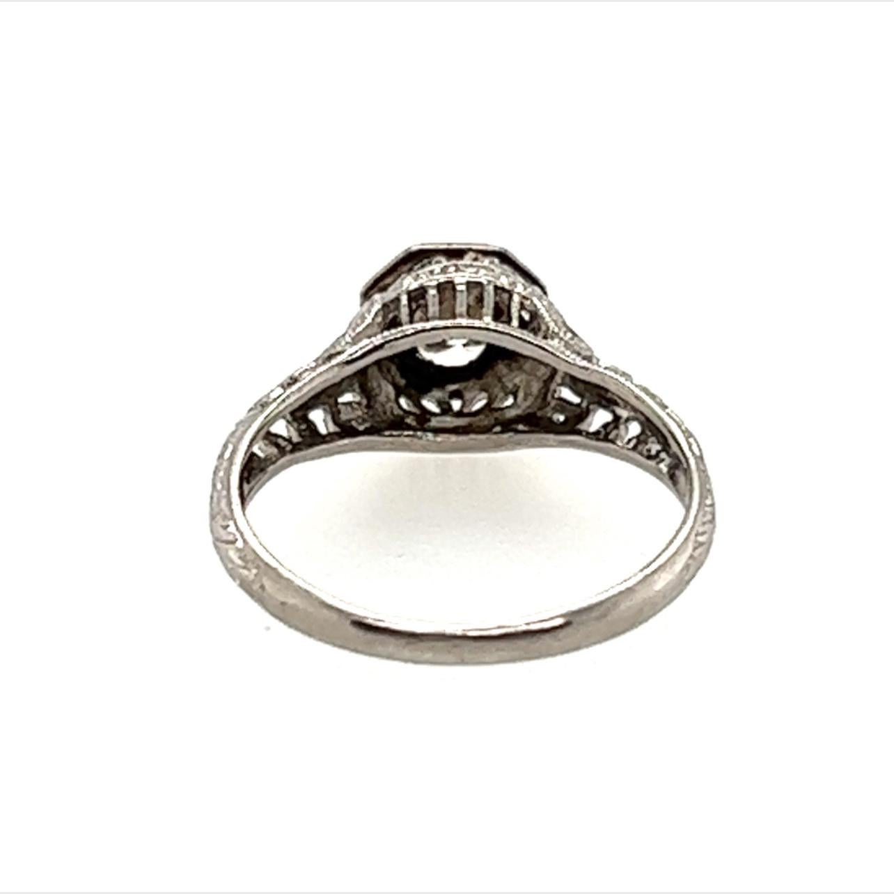 Round Cut Vintage Diamond Engagement Ring .45ct I/SI1 Platinum Genuine 1930s Antique Deco For Sale