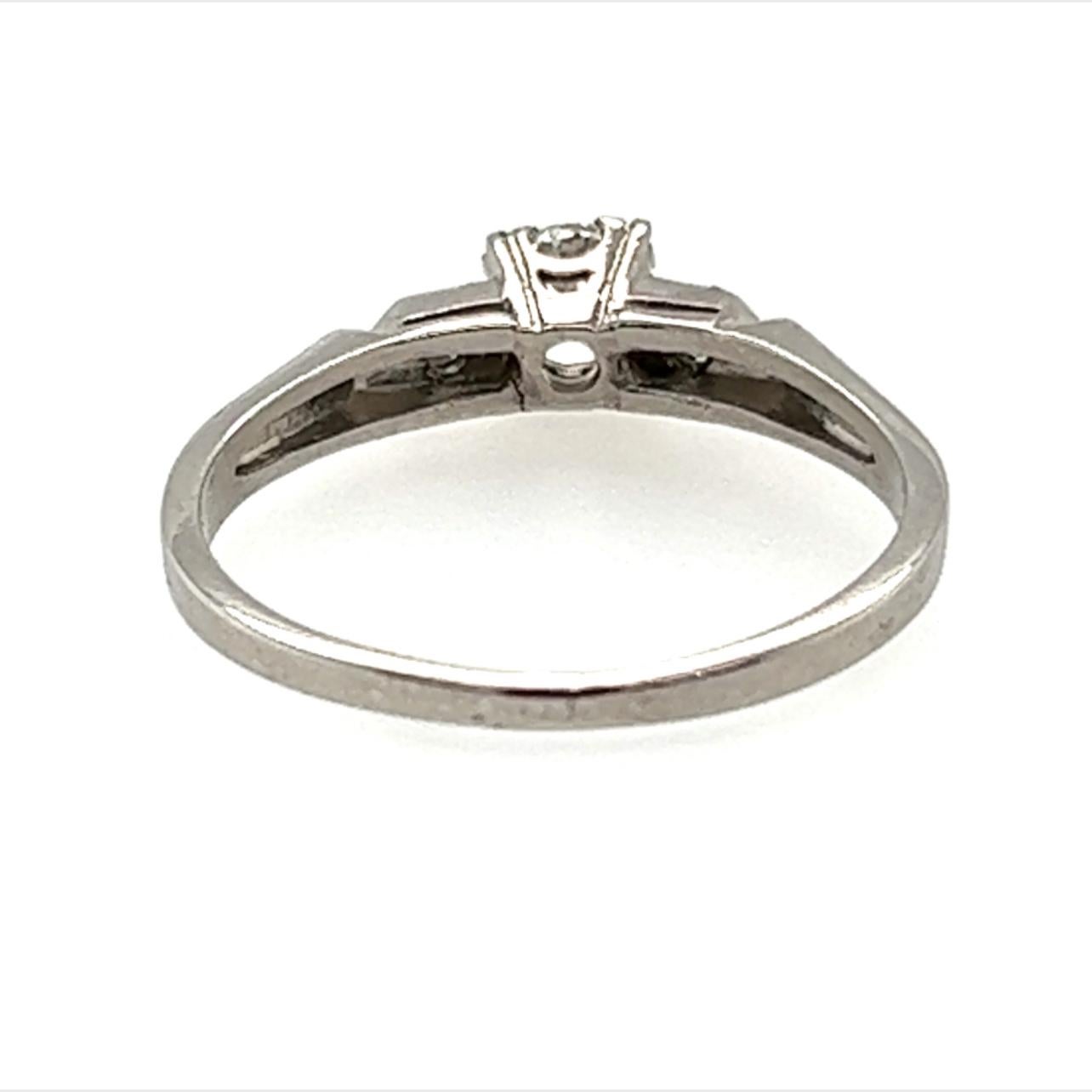 Art Deco Diamond Ring .46ct Round Brilliant Original 1930's Antique Platinum In Good Condition For Sale In Dearborn, MI