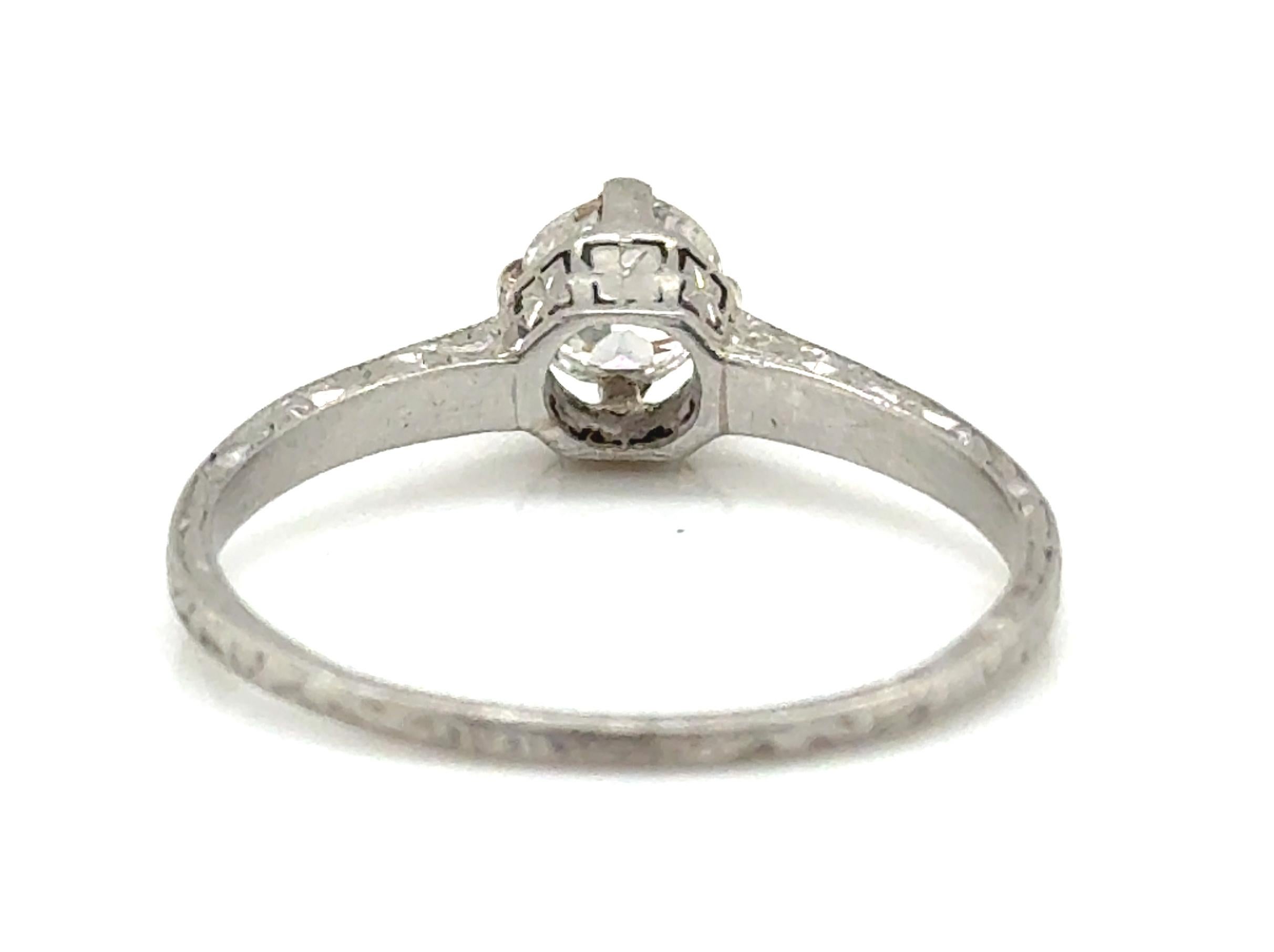 De las mujeres Anillo de compromiso de diamantes Art Déco Mined .65ct Solitario Platino Original años 20 en venta