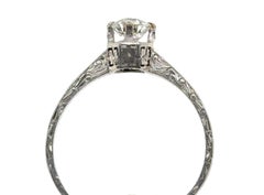 Art Deco Diamond Engagement Ring Mined .65ct Solitaire Platinum Original 1920's