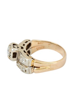 Vintage Diamond Engagement Ring and Band 14k Gold