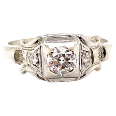 Art Deco Diamond Engagement Ring Certified H/VS1 .34ct 18K Original Antique 11/1