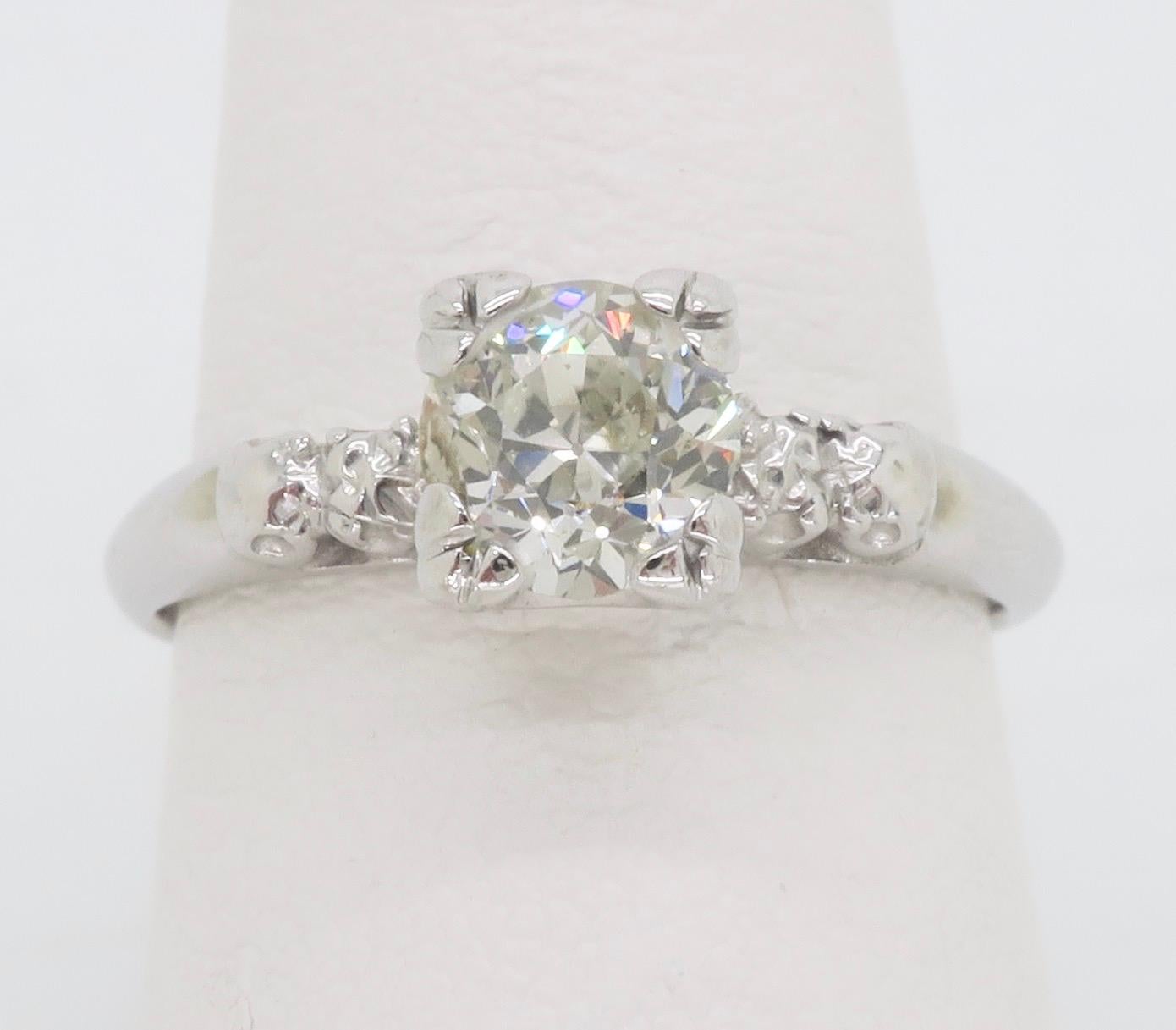 Old Mine Cut Vintage Diamond Engagement Ring For Sale