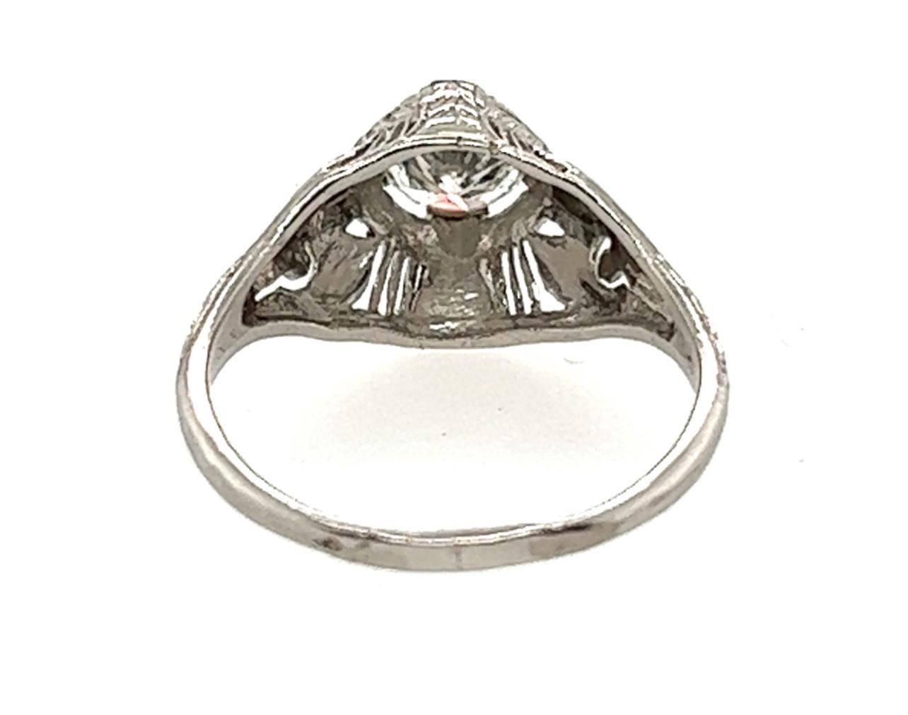 Round Cut Art Deco Diamond Ring GIA Certified .58ct Platinum Antique Original 1930s For Sale