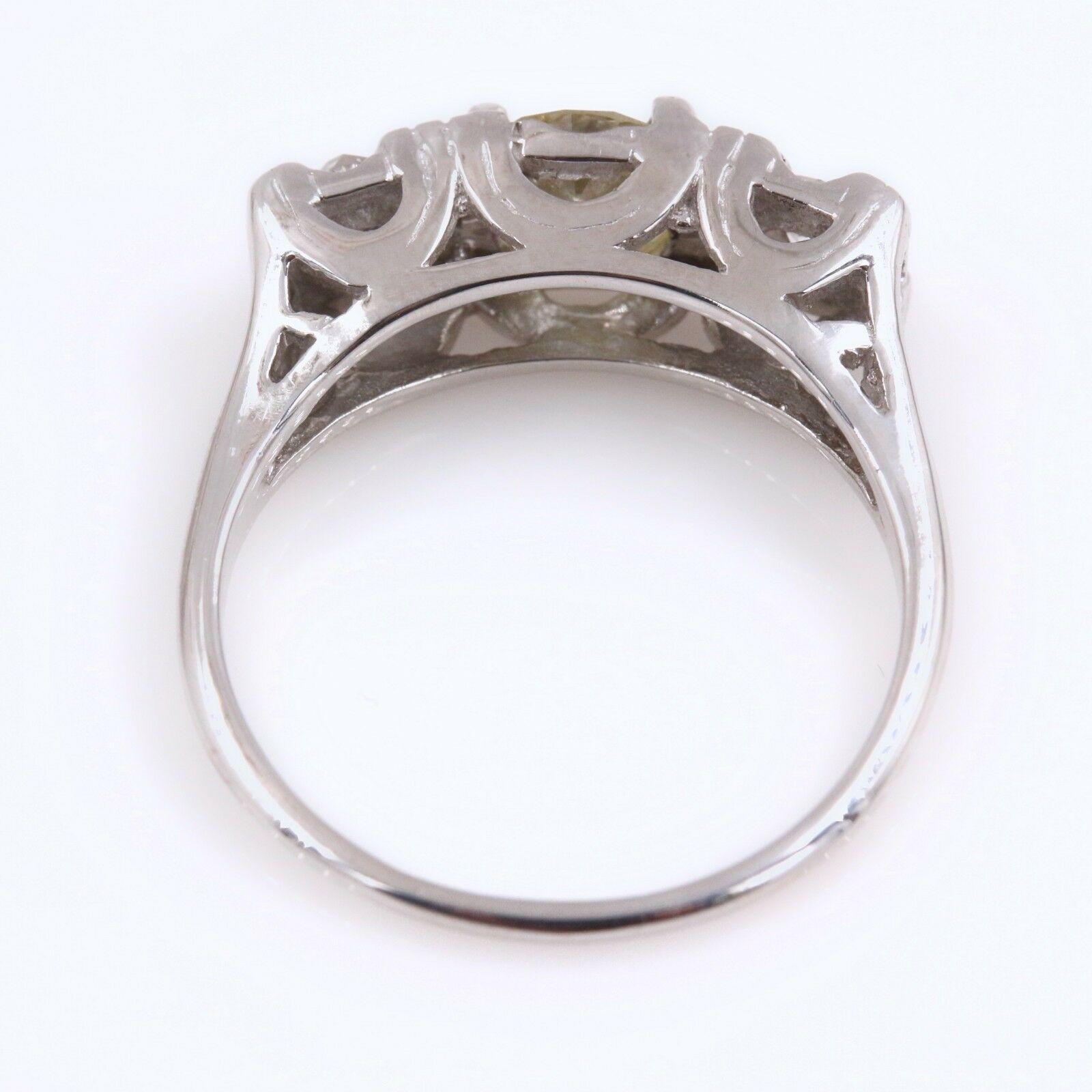 Vintage Diamond Engagement Ring Old Europeans 1.53 Carat 14 Karat White Gold In Excellent Condition For Sale In San Diego, CA
