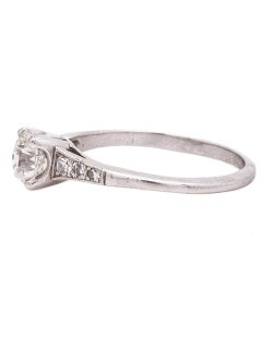 Vintage Diamond Engagement Ring Platinum 0.65 Carat OEC H-VS1, circa 1930s