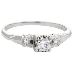 Vintage Diamond Engagement Ring Platinum Estate Fine Bridal Jewelry