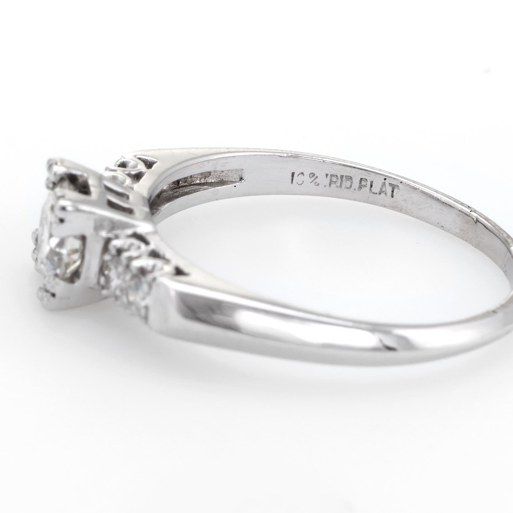 Women's Vintage Diamond Engagement Ring Platinum Old European Cut Estate Fine Jewelry