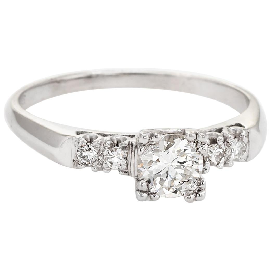 Vintage Diamond Engagement Ring Platinum Old European Cut Estate Fine Jewelry
