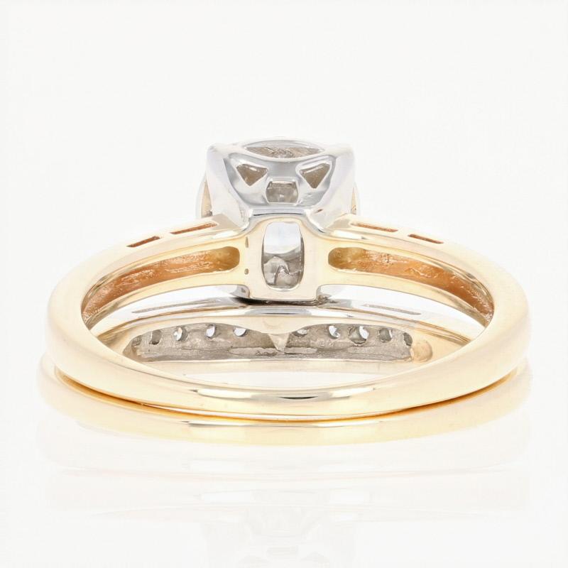 Round Cut Vintage Diamond Ring and Wedding Band, 14 Karat Gold Round Brilliant .45 Carat