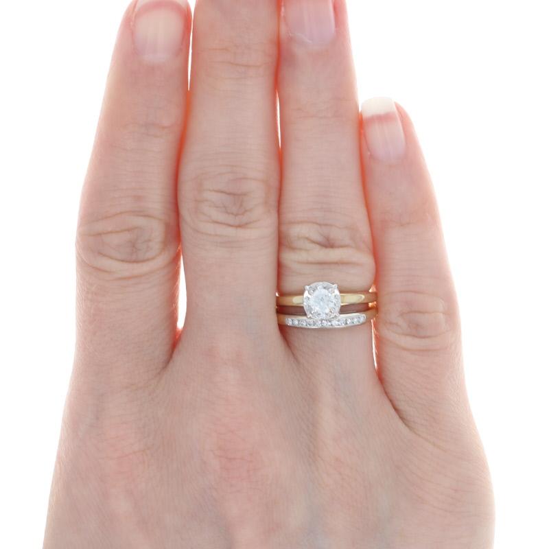 Round Cut Vintage Diamond Engagement Ring & Wedding Band, 14k Gold Round Brilliant .45ctw For Sale