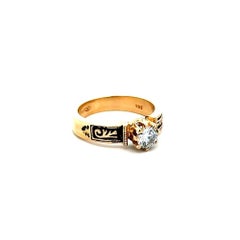Vintage Diamond Engraved Black Patina Gold 4mm Band Ring