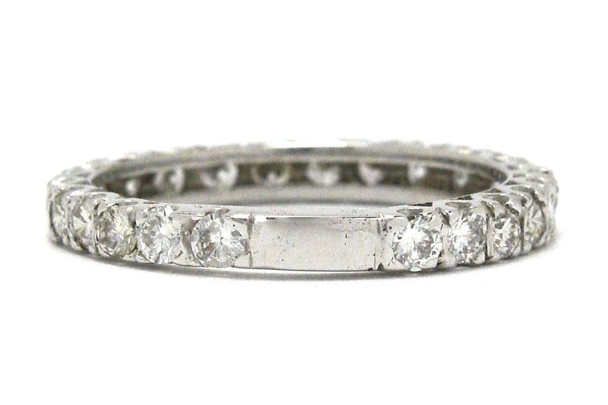 Round Cut Vintage Diamond Eternity Band 1 Carat Stacking Ring White Gold Wedding